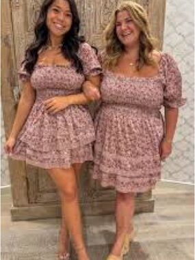NWT ARULA Pink Floral Smocked Mini Dress Size B 14 16